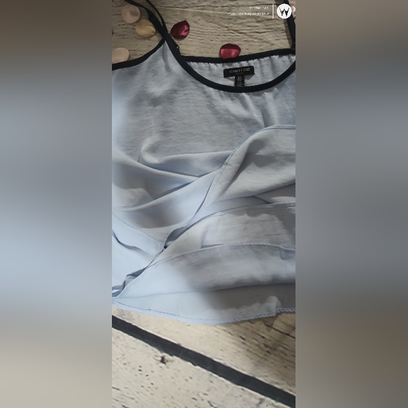 Slvls Kenneth Cole NY Textured Woven Chiffon Overlay Cami Blouse SkyBlue - Picture 10 of 15